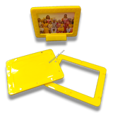 Yellow magnetic tabletop frame, 3x4 inch. Ideal for displaying memories on desks, shelves, or tables.