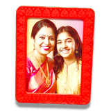 Red magnetic tabletop frame, 3x4 inch. Picture display for desk, shelf, or table. Home decor.