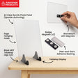 A4 Magnetic Acrylic Wall Frame Combo Kit with clear acrylic panel, black MDF stand, and magnets for tabletop or wall display.