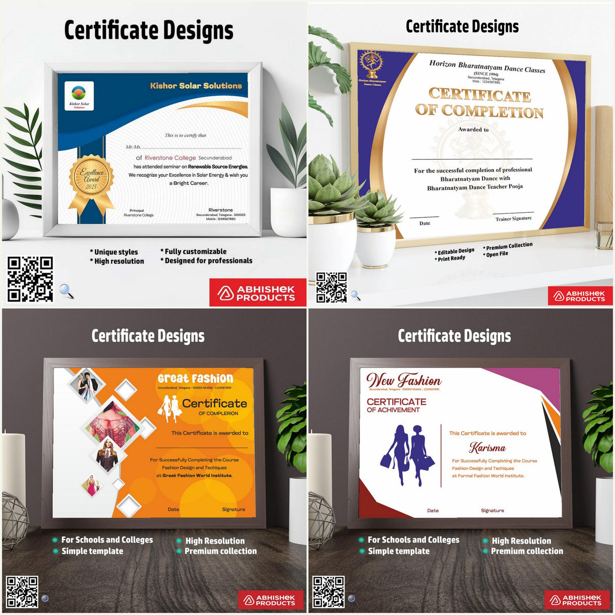 Mega Pack Certificate Designs – 100 CorelDRAW Templates Design Files – CDR v11 Templates Files