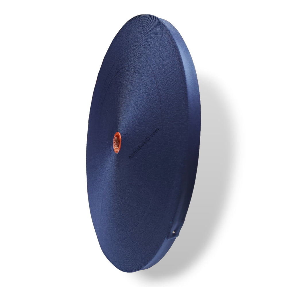 Navy blue 16mm colour satin roll material for business ID card lanyard manufacturing.