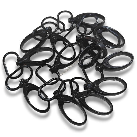 Premium Black 20mm Metal Fish Hook for ID Card Lanyards, durable swivel lobster clasp for badge neck straps.