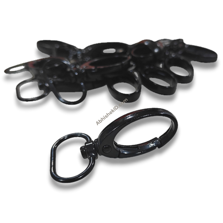 Premium Black 20mm metal fish hook for ID card lanyards, swivel lobster clasp for badge holders and name tags.