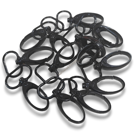 Premium Black 20mm Fish Hook metal swivel clips for ID card lanyards and badge holders.