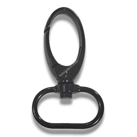 Premium black 20mm metal fish hook for ID card lanyards, durable swivel clasp for secure badge holder attachment.