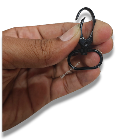 Premium Black 20mm Fish Hook for ID Card Lanyards, durable black metal swivel clip for badge holders.