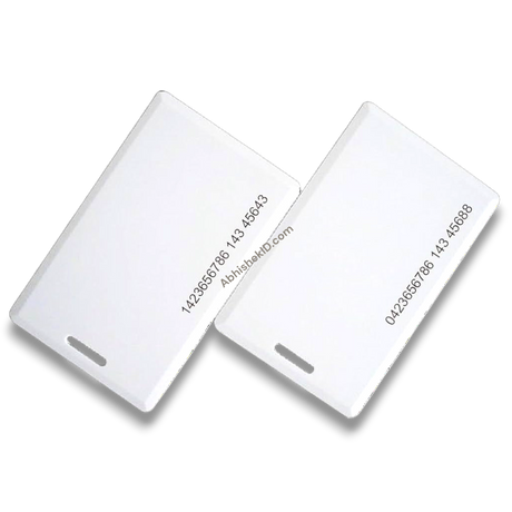 White plastic RFID Thick Cards 125kHz for Attendance and Access Control with pre-punched slot.