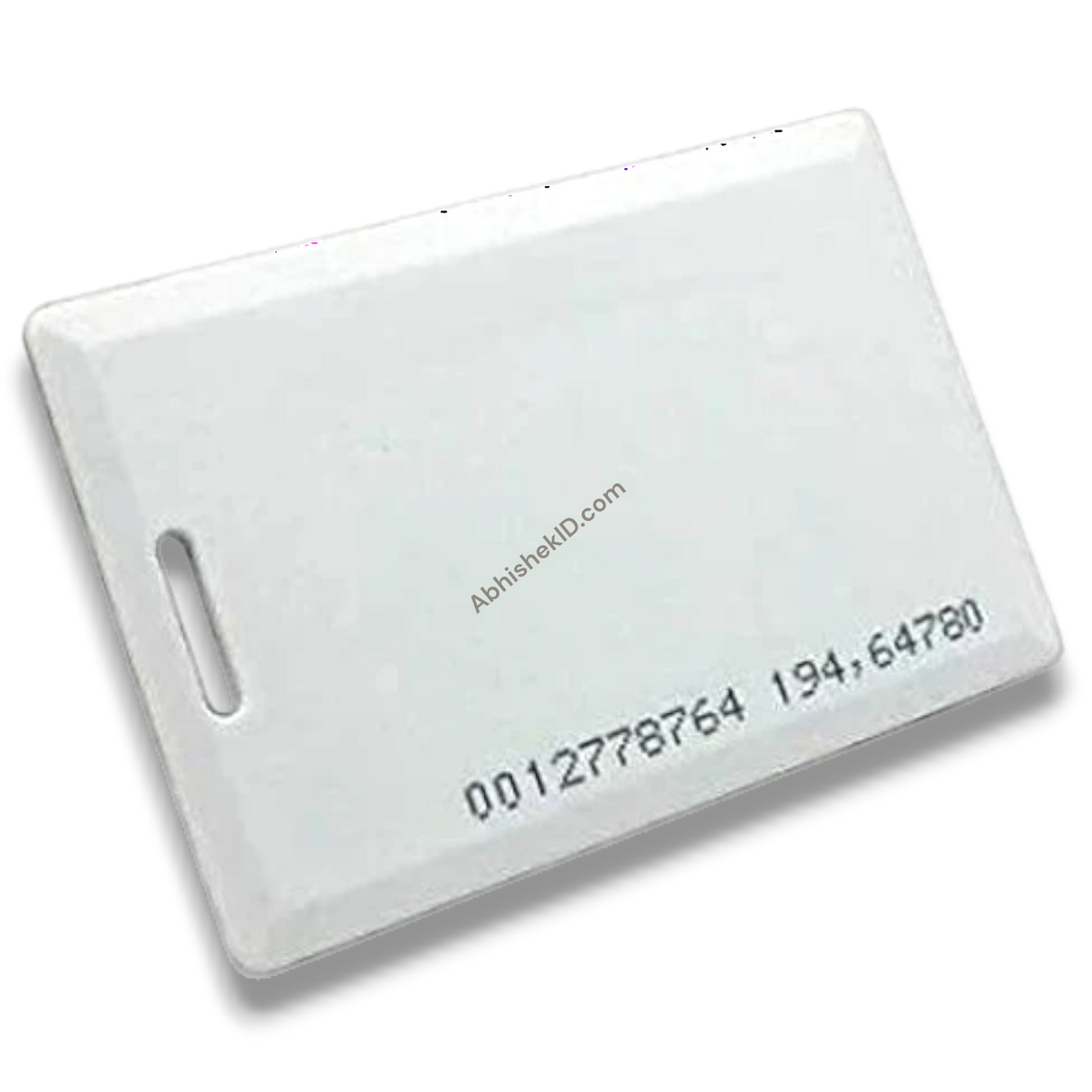 White plastic 125kHz RFID thick card with slot punch for office attendance and secure access control.