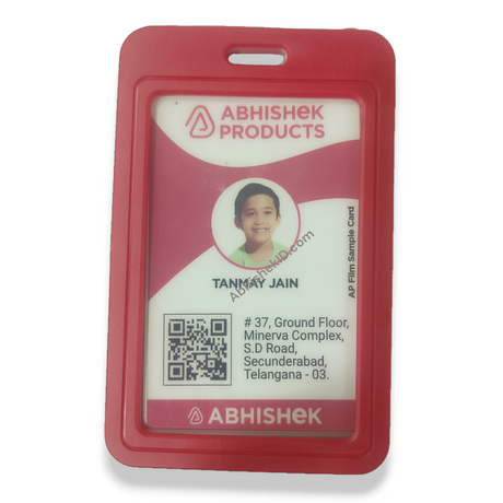 Red Jacket Holder Heavy Indian Grade 54X86MM Vertical PVC Transparent ID CARD HOLDER (4)