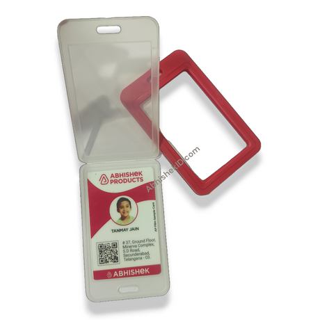 Red Jacket Holder Heavy Indian Grade 54X86MM Vertical PVC Transparent ID CARD HOLDER (6)