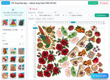 DTF Gang Sheet Software - Unlimited Nest, white digital interface, colorful designs, for print shops.
