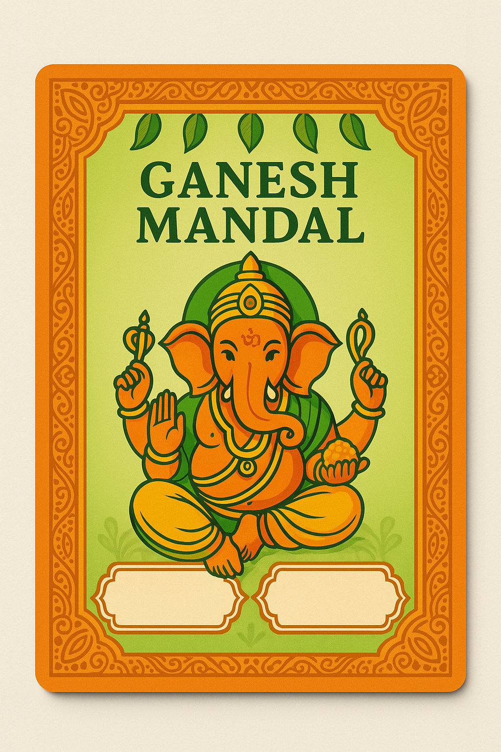 Ganesh Mandal ID Card Design Templates SVG (85x130mm) – Editable for CorelDRAW, Photoshop, Illustrator