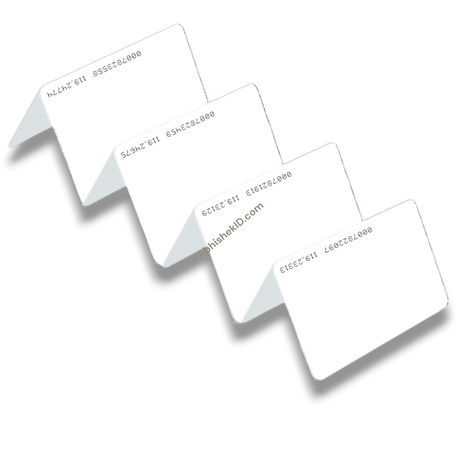 Thin 125 kHz RFID proximity card 0.8mm white ABS front view for attendance systems
