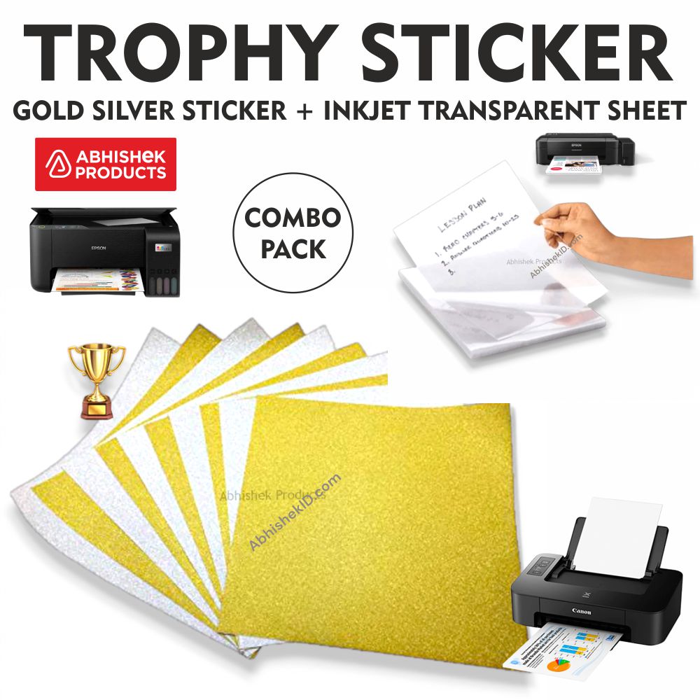 Trophy  Combo Pack - Transparent Sheet + Gold Silver Sticker Sheet