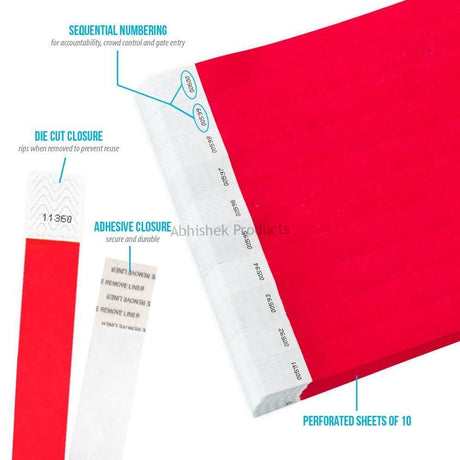 Tyvek Paper Wristband Red 02