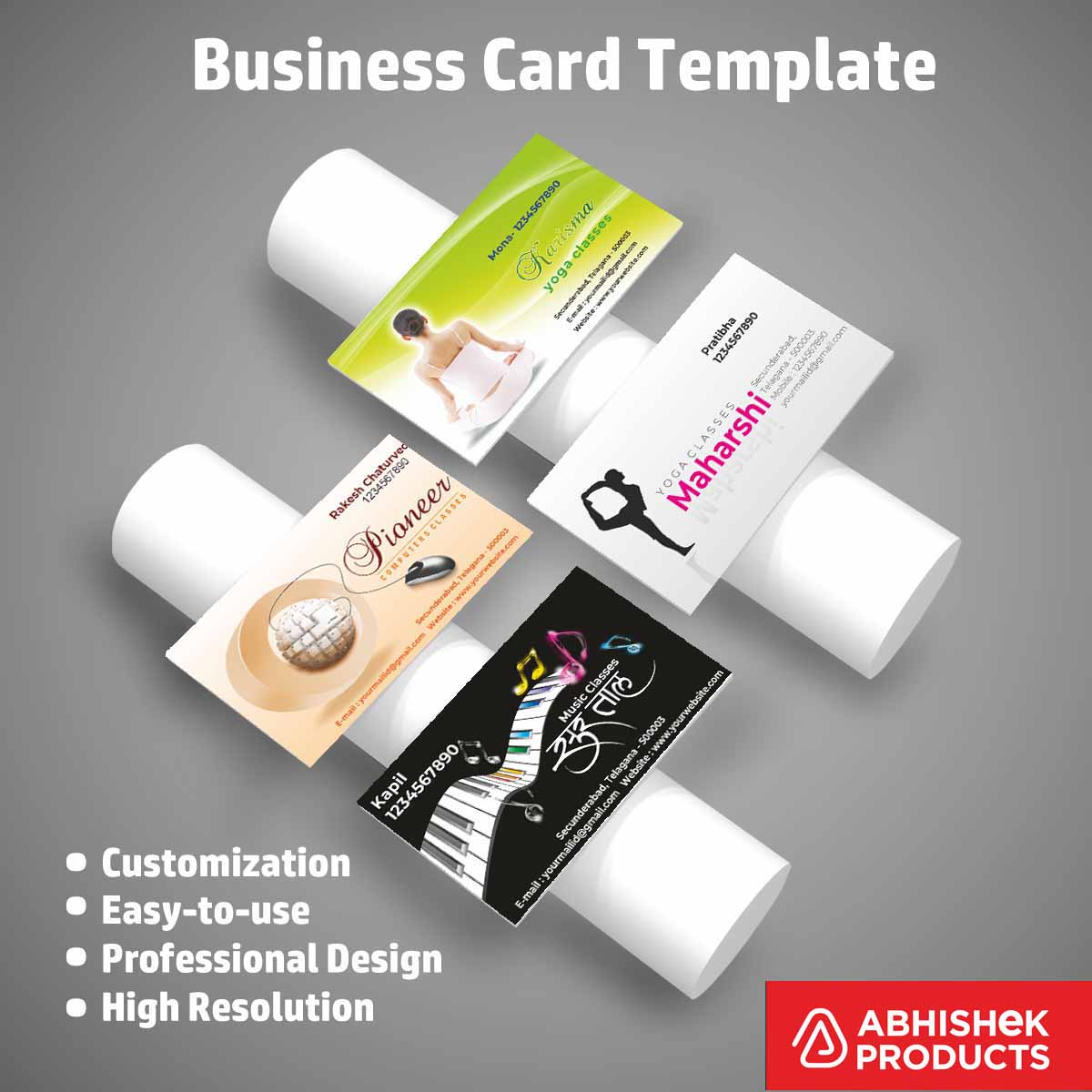 Visiting Card Design Files For Beauty Parlour, Catering, CA, Yoga, Dance Class, Music Class, Singing Class, Guitar Class, Computer Class, Arts (21)