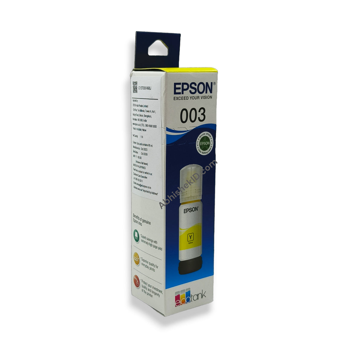 Yellow Epson 003 65 ml Ink Bottle for EcoTank Printers L3250 L3260 L5290 L3210 L3256 L3150 L3215 L3216 L5190 L3200 L3251 L3252 L3110 L3151 L3152 L3156 L3116 L3115 L3101 L3100 L3255 L3211 (1)