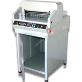Abhishek Products 450VS automatic electric guillotine paper cutter with digital display and control panel.