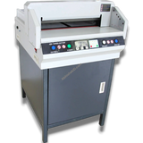 Abhishek Products 450VS automatic electric paper cutter with digital display and keypad for A3 size, 17-inch cutting width.
