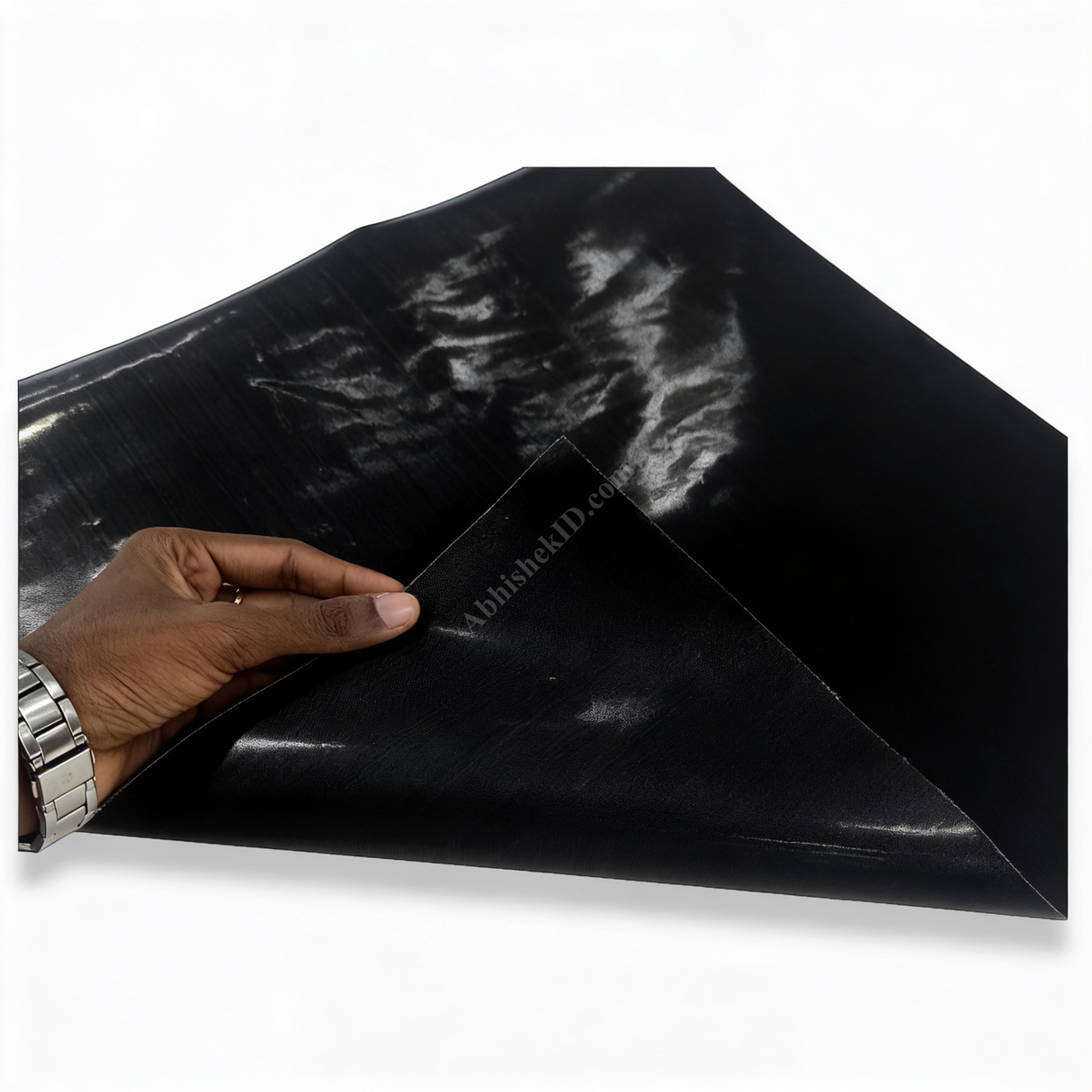 Premium Black Teflon Sheet for Heat Press & Sublimation, glossy non-stick material being peeled for heat transfer.