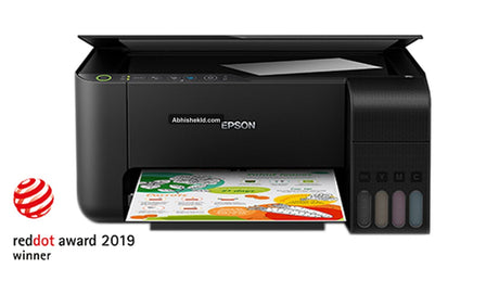 Epson EcoTank L3150 A4 Wi-Fi ink tank printer front view with front-facing ink tanks