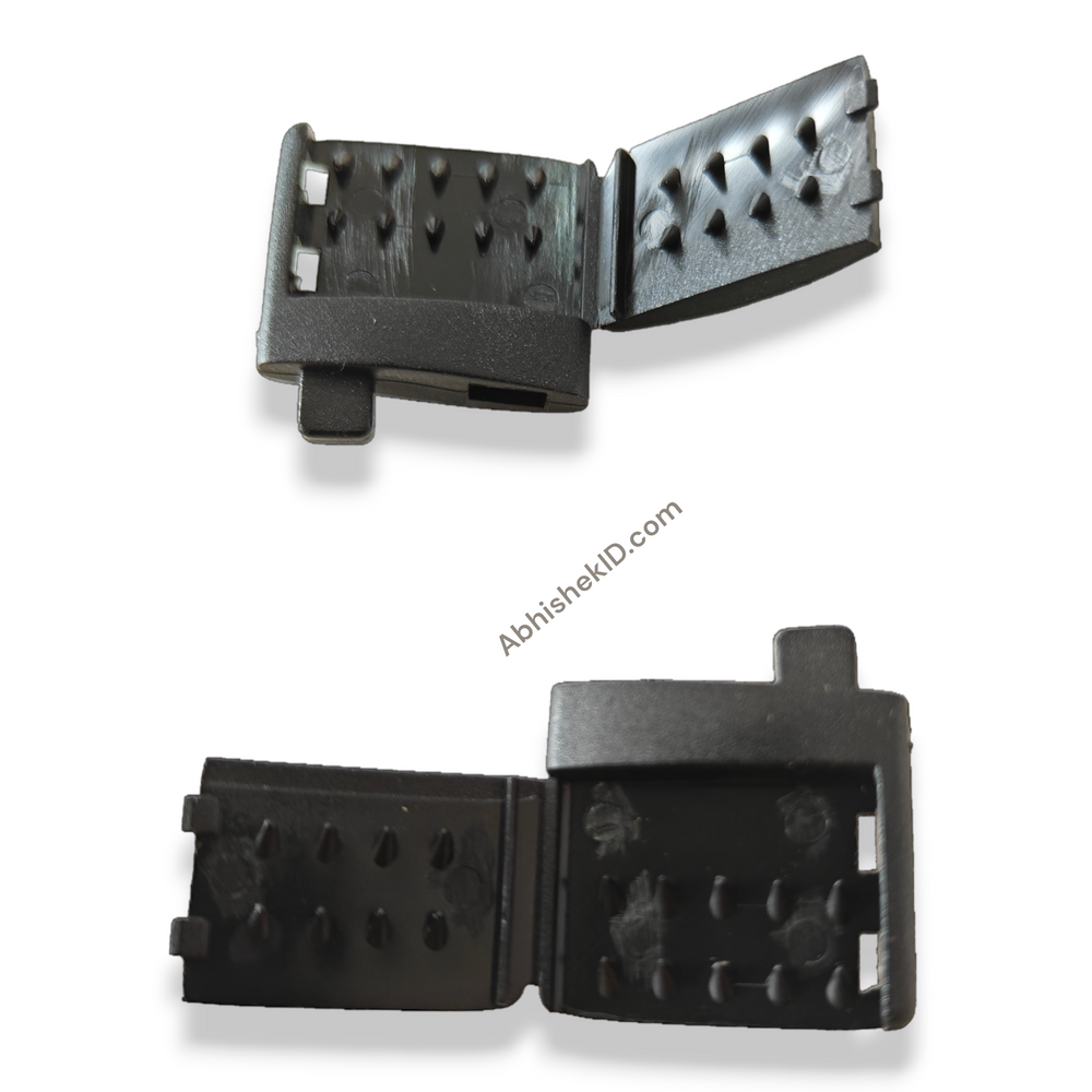 central joint for id card lanyard tag for use in corporate company, plastic black attachment bit for joining tag near neck, neck joint (6)