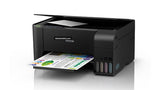 Epson L3110 flatbed scanner lid open showing copy and scan functions