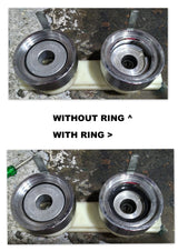 Button Badge Rings 58mm 44mm die height washer spacer for badge press dies, silver metal and white plastic.