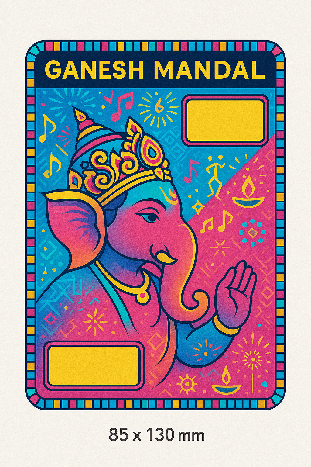 Ganesh Mandal ID Card Design Templates SVG (85x130mm) – Editable for CorelDRAW, Photoshop, Illustrator