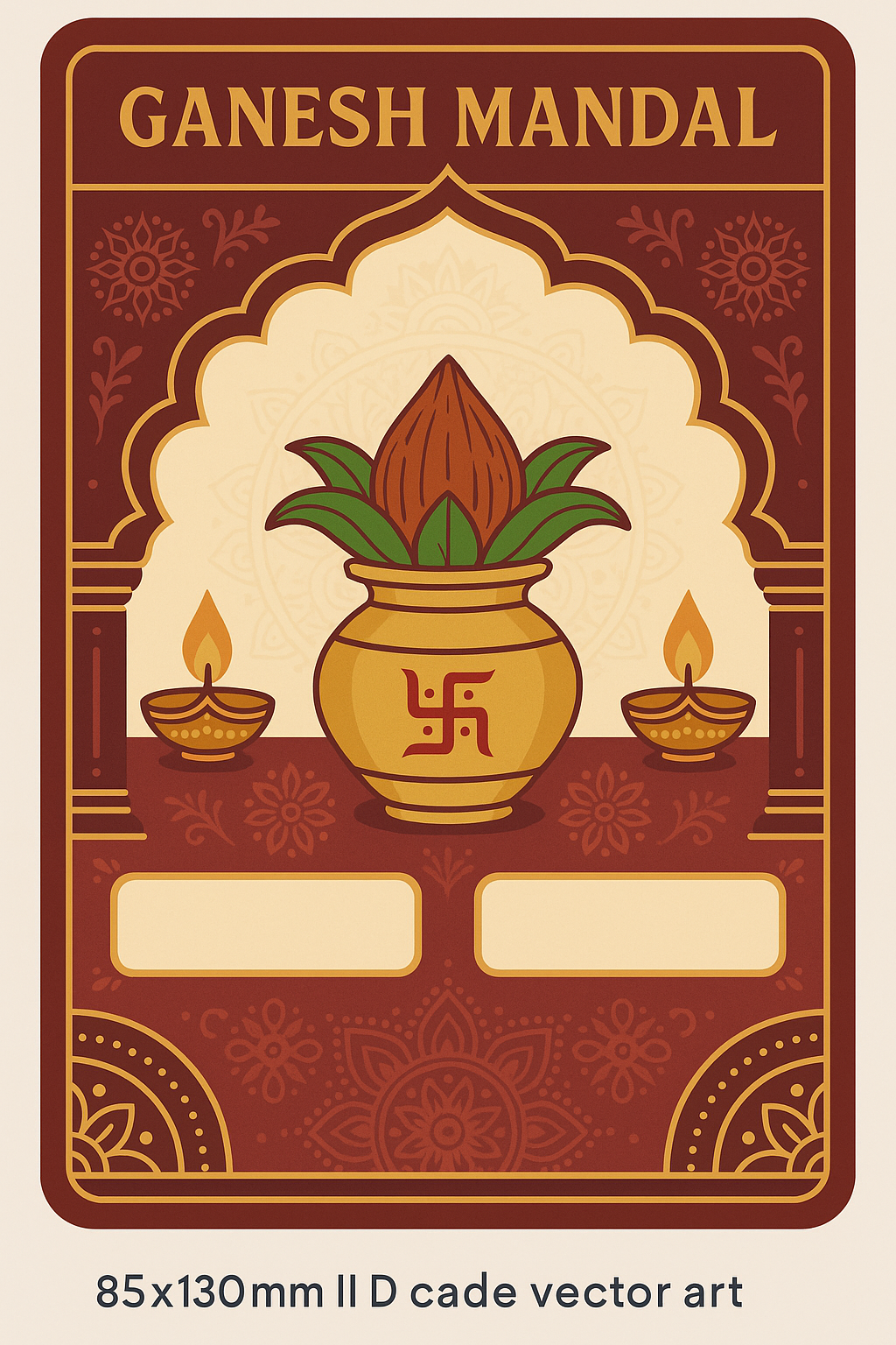 Ganesh Mandal ID Card Design Templates SVG (85x130mm) – Editable for CorelDRAW, Photoshop, Illustrator