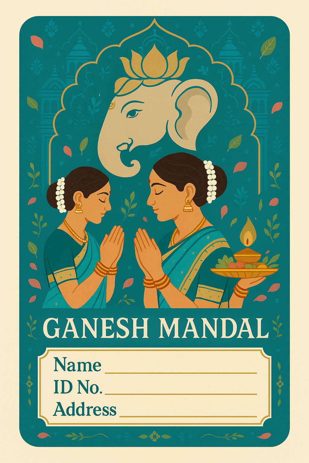 Ganesh Mandal ID Card Design Templates SVG (85x130mm) – Editable for CorelDRAW, Photoshop, Illustrator