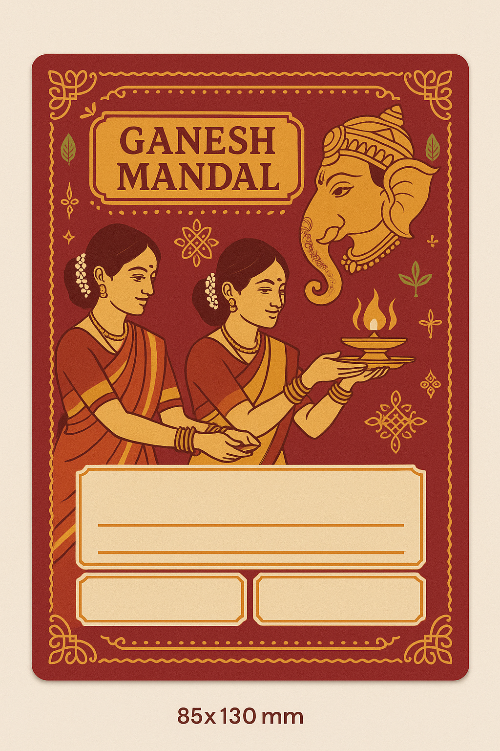 Ganesh Mandal ID Card Design Templates SVG (85x130mm) – Editable for CorelDRAW, Photoshop, Illustrator