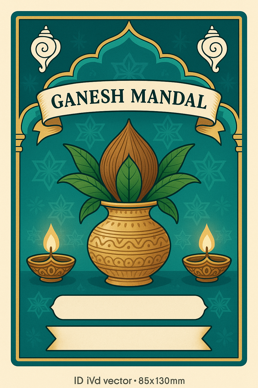 Ganesh Mandal ID Card Design Templates SVG (85x130mm) – Editable for CorelDRAW, Photoshop, Illustrator