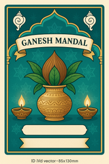 Ganesh Mandal ID Card Design Templates SVG (85x130mm) – Editable for CorelDRAW, Photoshop, Illustrator