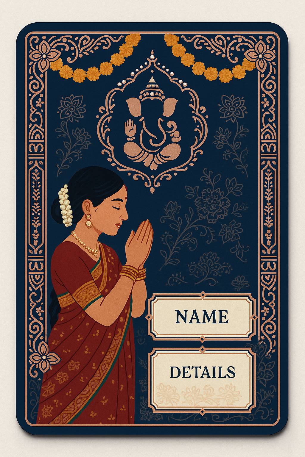 Ganesh Mandal ID Card Design Templates SVG (85x130mm) – Editable for CorelDRAW, Photoshop, Illustrator