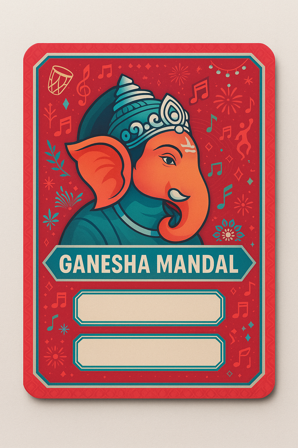 Ganesh Mandal ID Card Design Templates SVG (85x130mm) – Editable for CorelDRAW, Photoshop, Illustrator