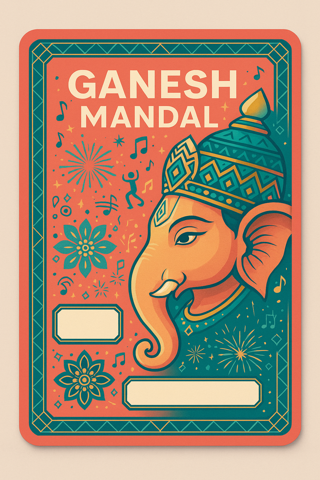 Ganesh Mandal ID Card Design Templates SVG (85x130mm) – Editable for CorelDRAW, Photoshop, Illustrator
