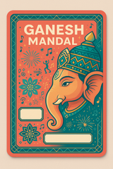 Ganesh Mandal ID Card Design Templates SVG (85x130mm) – Editable for CorelDRAW, Photoshop, Illustrator