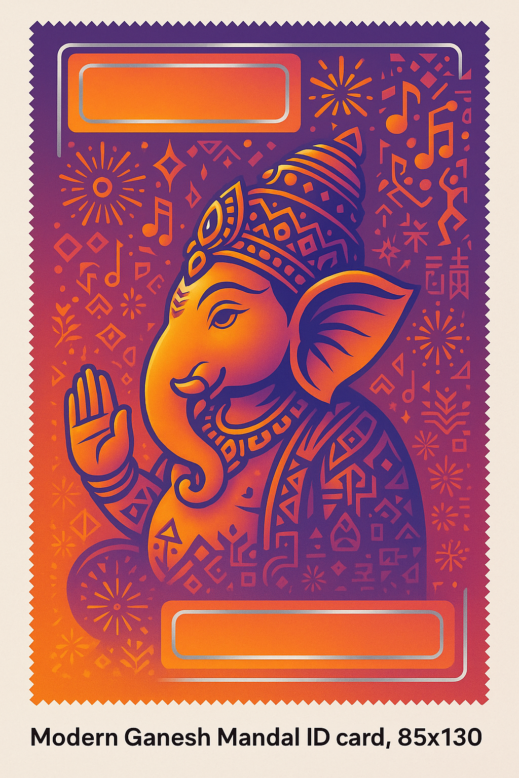 Ganesh Mandal ID Card Design Templates SVG (85x130mm) – Editable for CorelDRAW, Photoshop, Illustrator