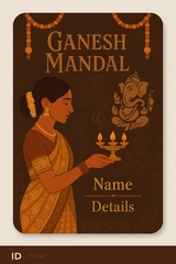 Ganesh Mandal ID Card Design Templates SVG (85x130mm) – Editable for CorelDRAW, Photoshop, Illustrator