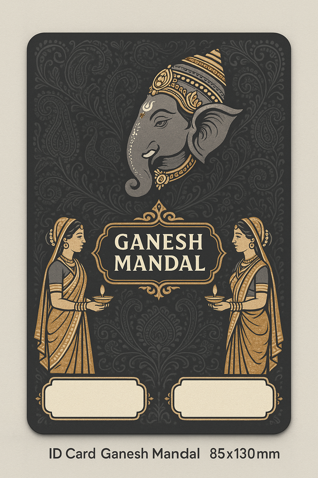 Ganesh Mandal ID Card Design Templates SVG (85x130mm) – Editable for CorelDRAW, Photoshop, Illustrator