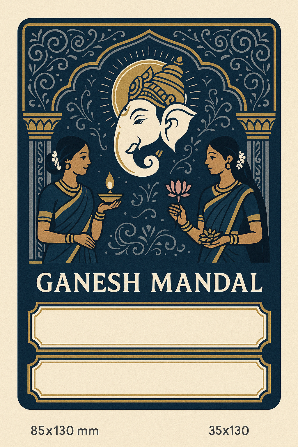 Ganesh Mandal ID Card Design Templates SVG (85x130mm) – Editable for CorelDRAW, Photoshop, Illustrator