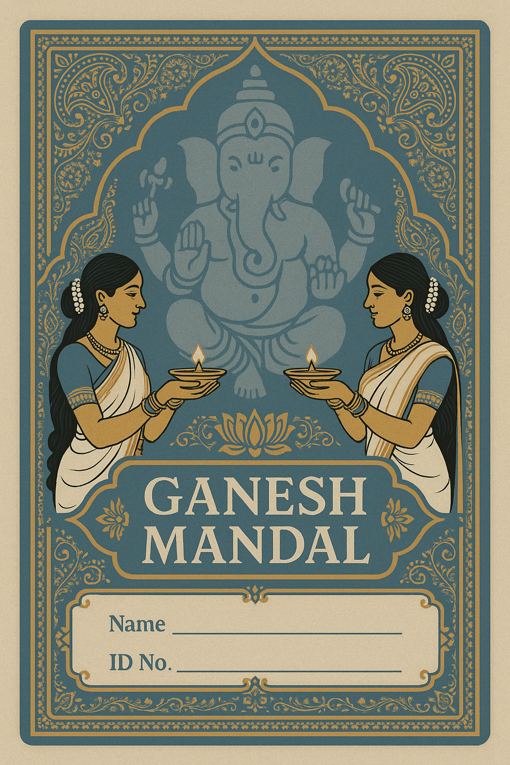 Ganesh Mandal ID Card Design Templates SVG (85x130mm) – Editable for CorelDRAW, Photoshop, Illustrator