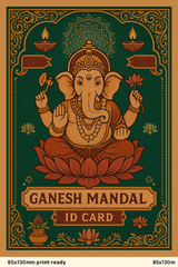 Ganesh Mandal ID Card Design Templates SVG (85x130mm) – Editable for CorelDRAW, Photoshop, Illustrator