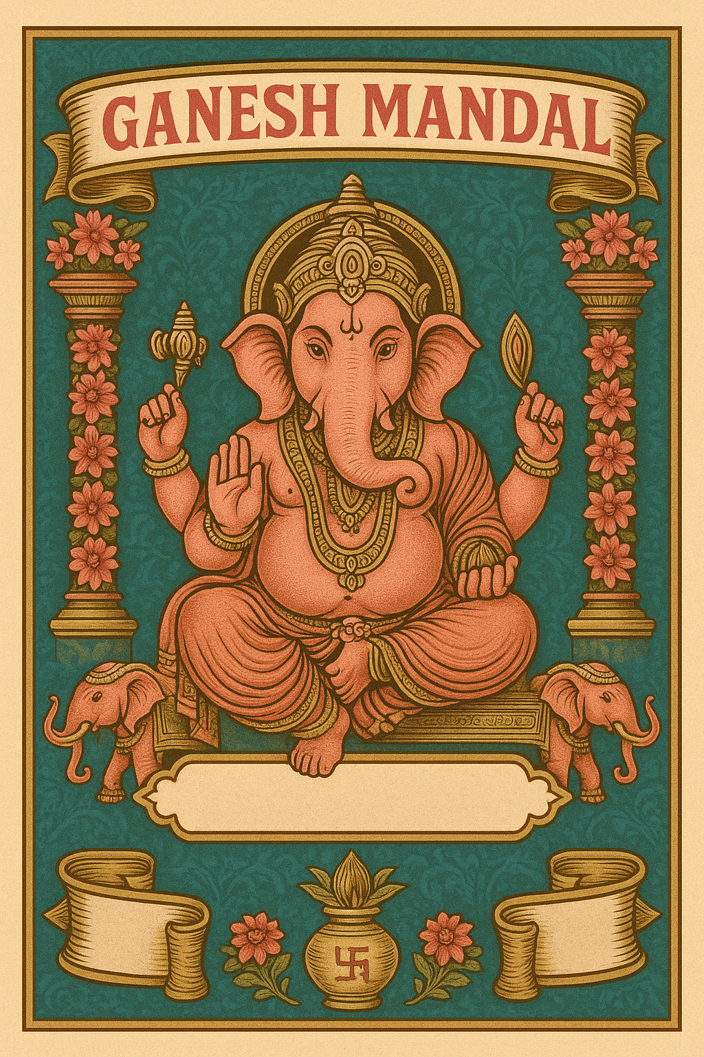 Ganesh Mandal ID Card Design Templates SVG (85x130mm) – Editable for CorelDRAW, Photoshop, Illustrator