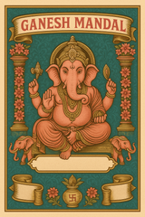 Ganesh Mandal ID Card Design Templates SVG (85x130mm) – Editable for CorelDRAW, Photoshop, Illustrator