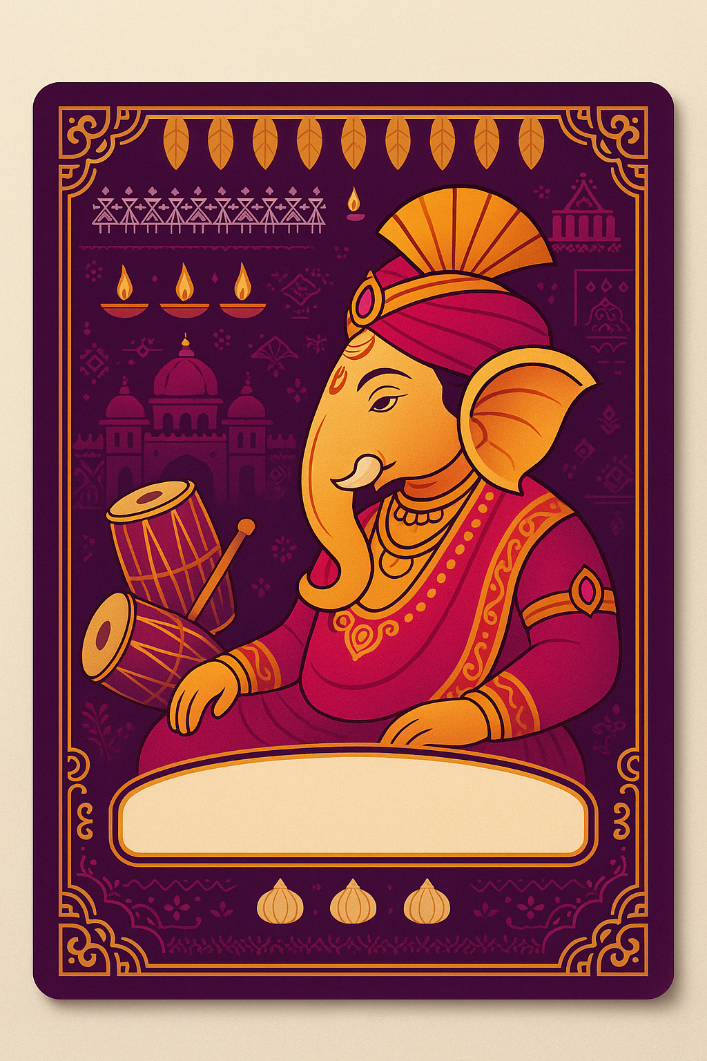 Ganesh Mandal ID Card Design Templates SVG (85x130mm) – Editable for CorelDRAW, Photoshop, Illustrator