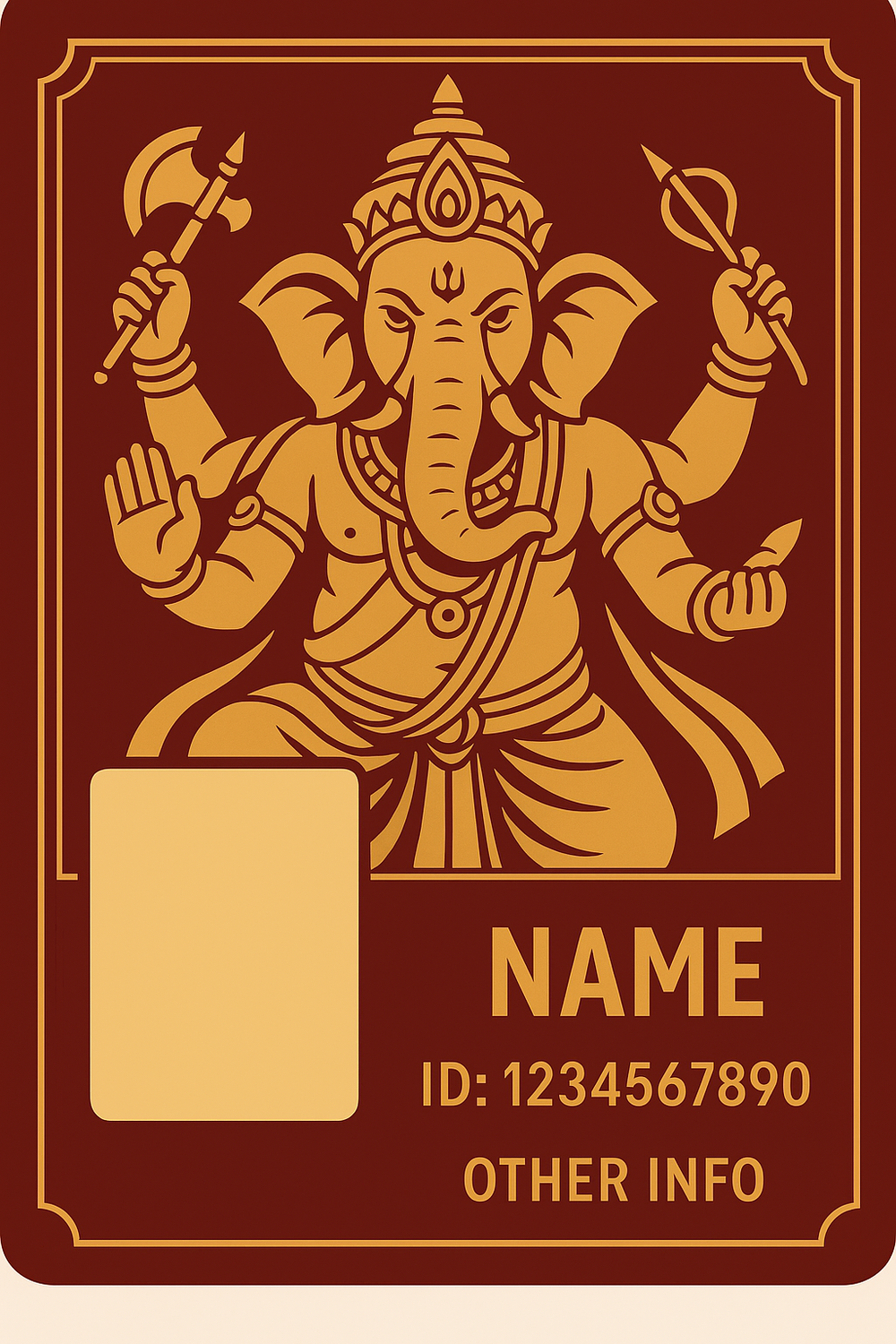 Ganesh Mandal ID Card Design Templates SVG (85x130mm) – Editable for CorelDRAW, Photoshop, Illustrator