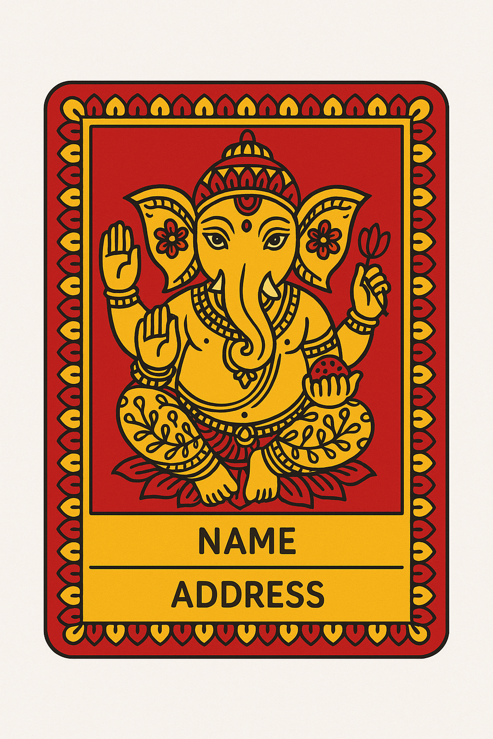 Ganesh Mandal ID Card Design Templates SVG (85x130mm) – Editable for CorelDRAW, Photoshop, Illustrator