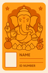 Ganesh Mandal ID Card Design Templates SVG (85x130mm) – Editable for CorelDRAW, Photoshop, Illustrator